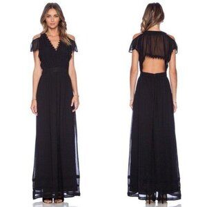 Tularosa Luca Dress Size Small Black Crochet Lace Trim V-neck Sheer Cutout New